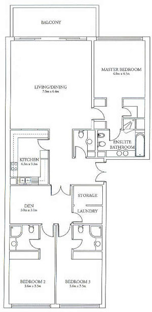 Three Bedroom Floor Plan
